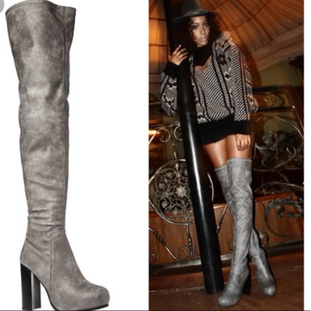 Jeffrey Campbell    KITSAP HI   Over The Knee Boot   OTK ... Grey ... 7.5 BNWT